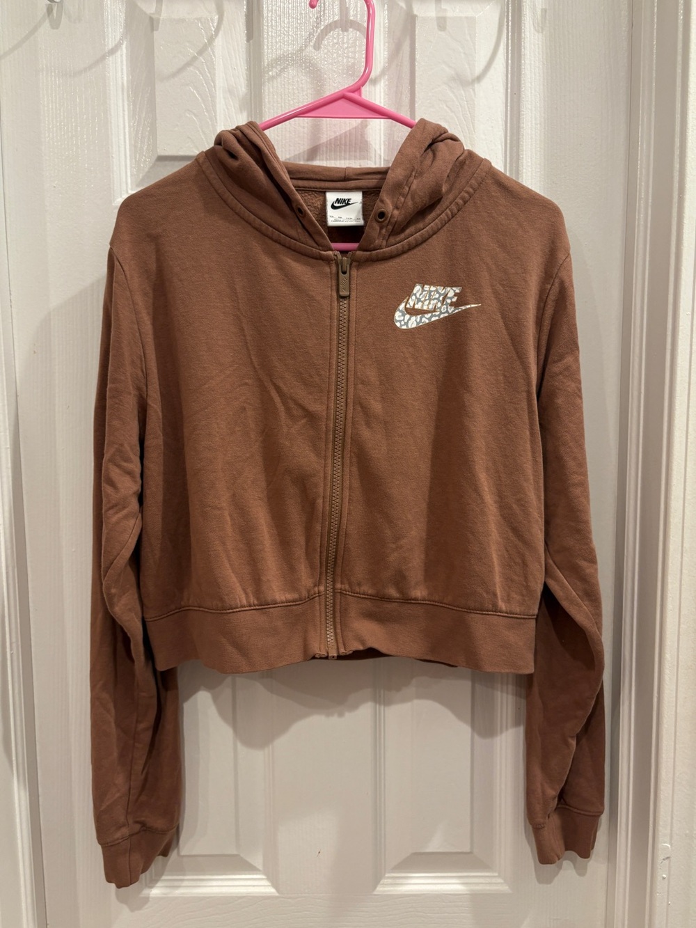 🫧🫧 Nike Light Brown Cropped Zip Up Hoodie 🫧